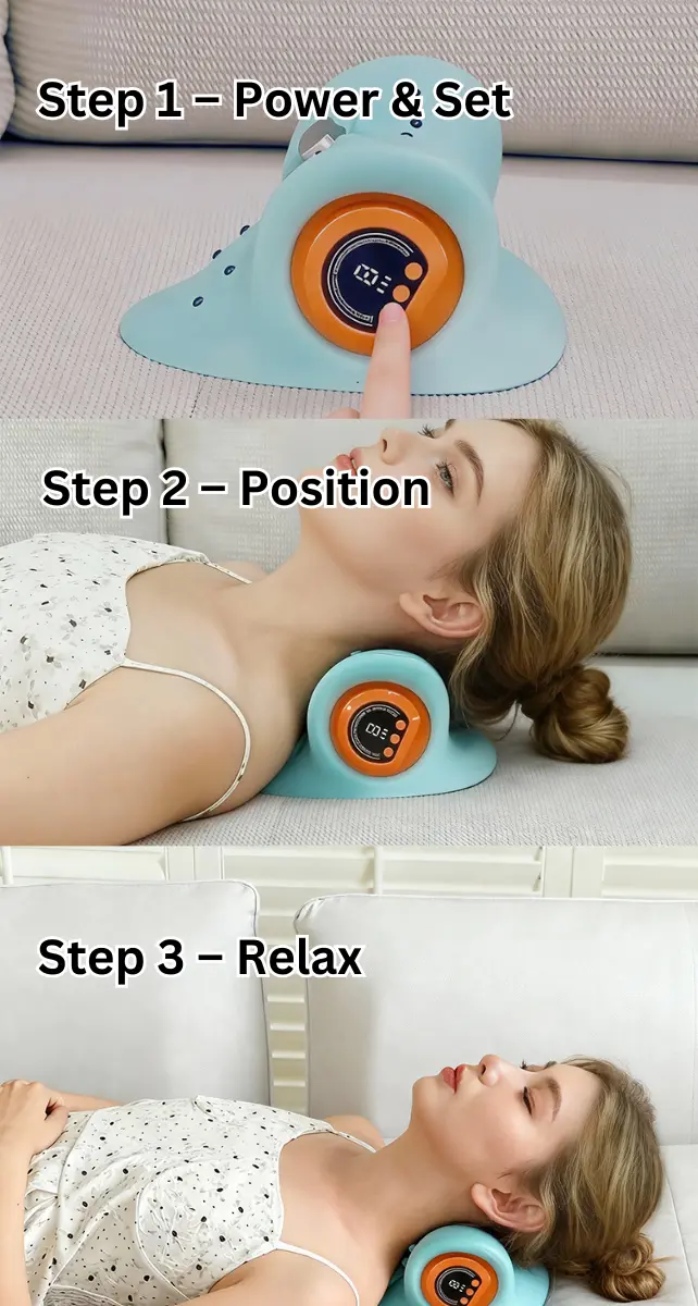 how to use Relaxnecker Neck Massager cordless neck support